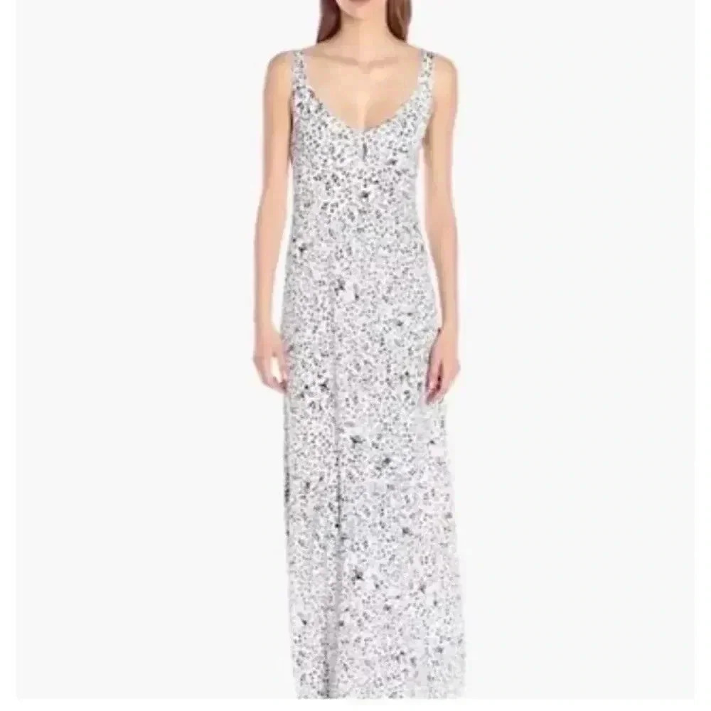 CLAYTON Women's Zyana V Neck Printed Maxi Dress, Navy Leopard, Medium